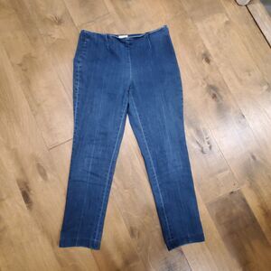 J Jill Womens Denim Pants Sz 6 Indigo Blue Missy Side Zip Tapered Stretch Jeans